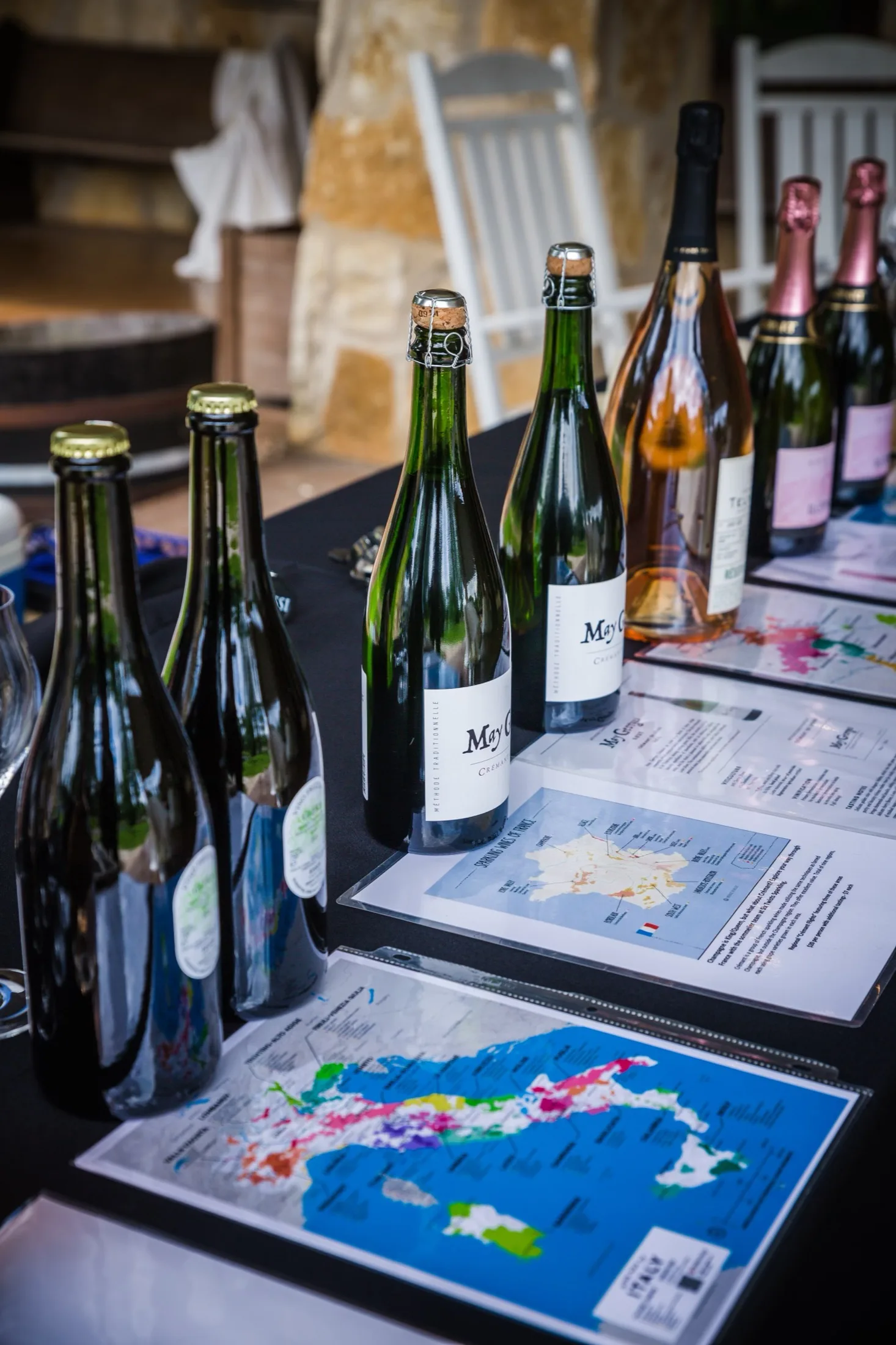 A curated flight of wines with tasting maps and notes.